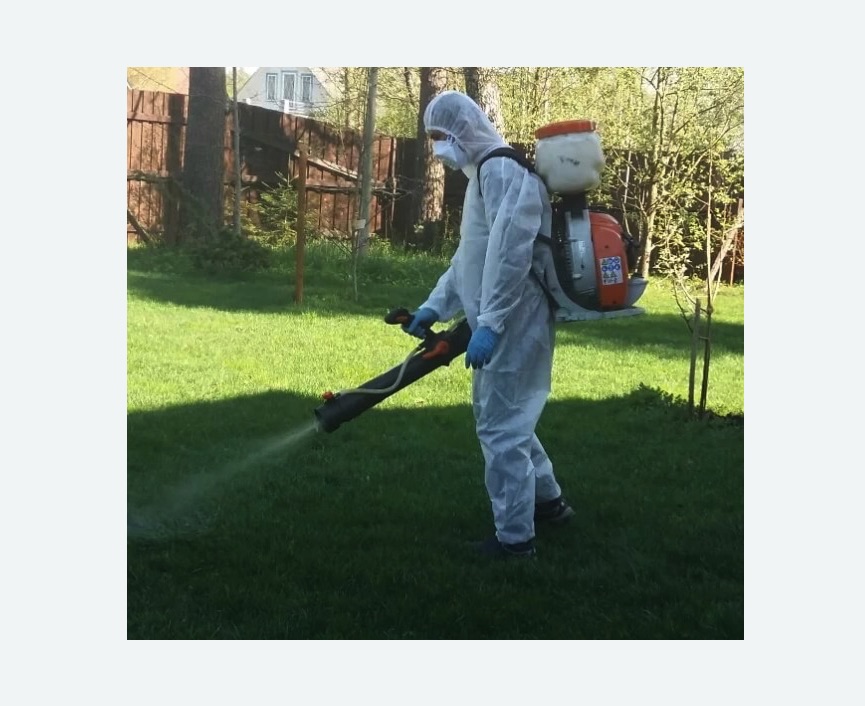 Обработка территории от клещей в деревне Старая